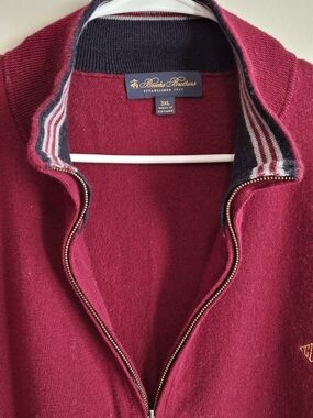 Men's Brooks Brothers Zip-Up Sweater in Deep Wine 3XL
